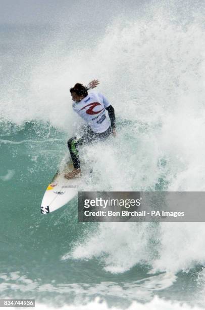 Rudy Palmboom from South Africa performs in heat 9 on day two of the Rip Curl Boardmasters 2008 on Fistral beach, Newquay.