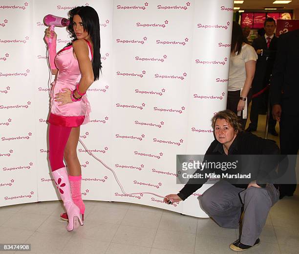 Katie Price launches her new electrical haircare range at Superdrug on October 29, 2008 in London, England.