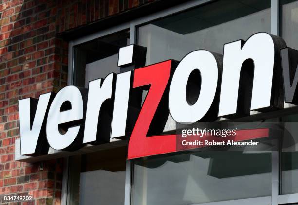 The entrance to a Verizon Wireless store in Santa Fe, New Mexico. The American telecommunications company is a wholly owned subsidiary of Verizon...