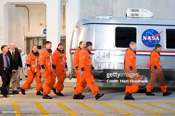 Space Shuttle Endeavour STS-126 crew members, Commander Christopher Ferguson, pilot Eric Boe, mission specialists Donald Pettit, Steve Bowen,...