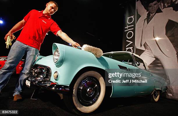 Ford Thunderbird, once owned by John Travolta, gets polished at the RM Auctions, Automobiles of London event at Battersea Evolution on October 29,...