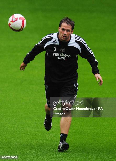 Newcastle's Michael Owen trains during an Open Day at St James' Park, Newcastle.