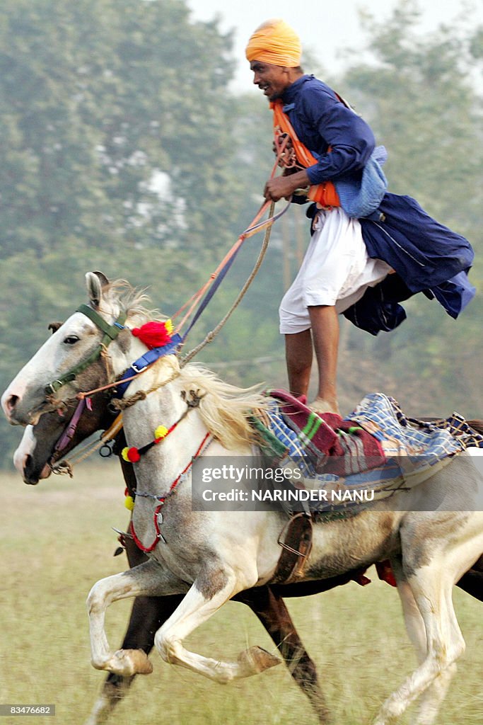 A Nihang (Sikh religious warrior) displa