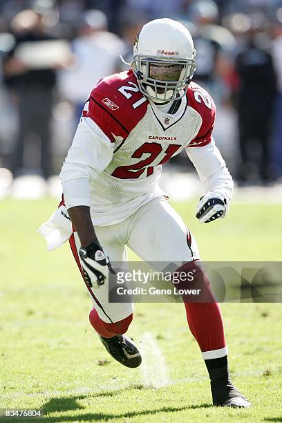 Arizona Cardinals defensive back Antrel Rolle in pursuit during a game against the Carolina Panthers at Bank of America Stadium on October 26, 2008...