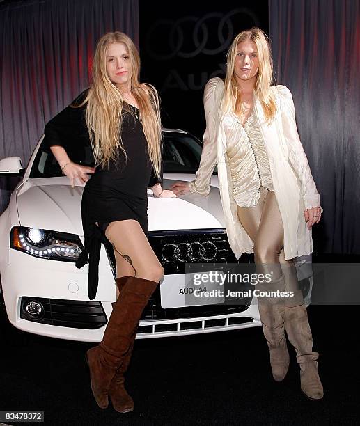 Models Theodora Richards and Alexandra Richards attend the Audi Launch Event For The New 2009 Audi A4 at The IAC Building on October 28, 2008 in New...