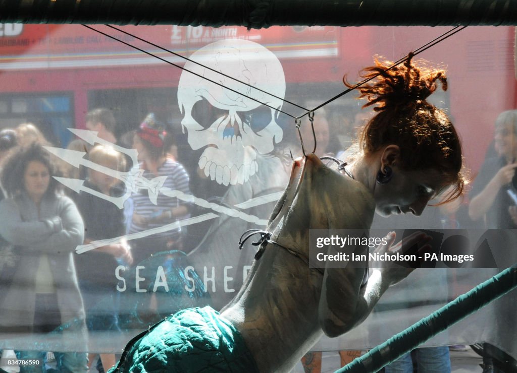 Shark finning hook protest
