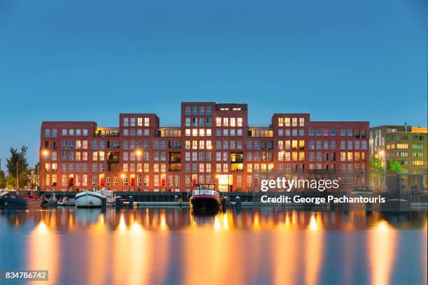 modern architecture in ijburg neighborhood of amsterdam, netherlands - ijsselmeer stock pictures, royalty-free photos & images