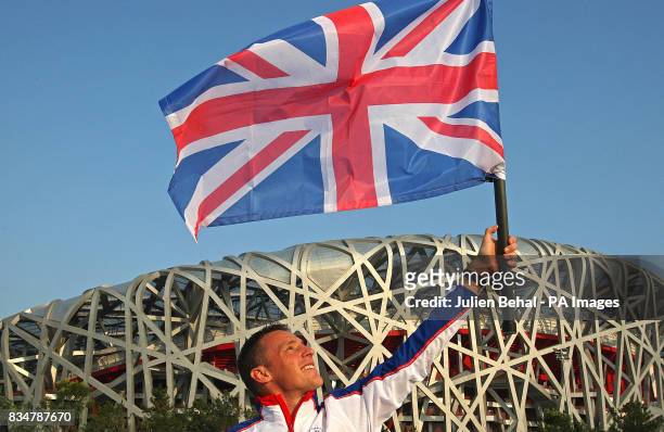 Great Britain's Daniel Crates, member of the Paralympic Athletics Team and the GB Flag Bearer for the opening ceremony outside the National Stadium...