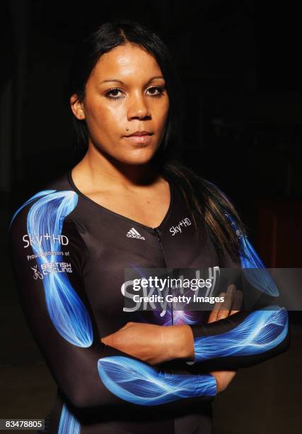 Shanaze Reade poses at the launch of the SKY+HD Trade Team at the Manchester Velodrome ahead of the UCI Cycling World Cup on October 29, 2008 in...