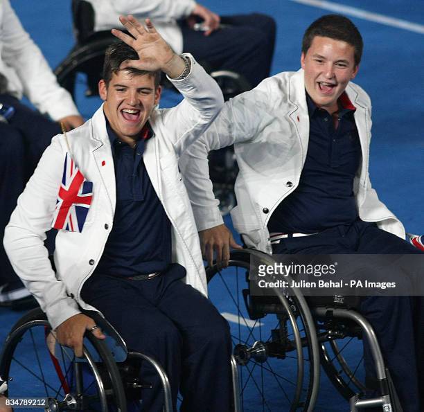 British Tennis competitors David Philipson and Gordon Reid during the Beijing Paralympic Games 2008 Opening Ceremony at the National Stadium,...