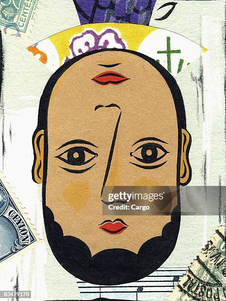 an upside down face with two faces - look alike stock illustrations