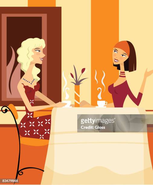 Two Women Friends Talking Over Coffee High-Res Vector Graphic - Getty Images