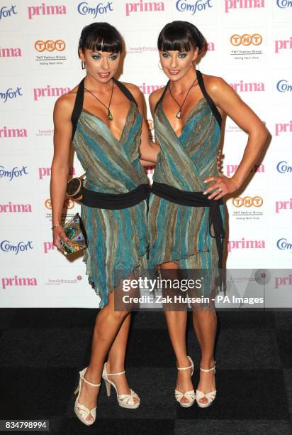 The Cheeky Girls arrive for the 2008 Comfort Prima High Street Fashion Awards at the Battersea Evolution Matquee in Battersea Park, south west London.