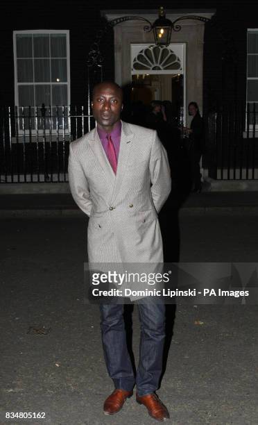 Designer Ozwald Boateng, arrives for a reception to mark 25 years of London Fashion Week, at 10 Downing Street, London.