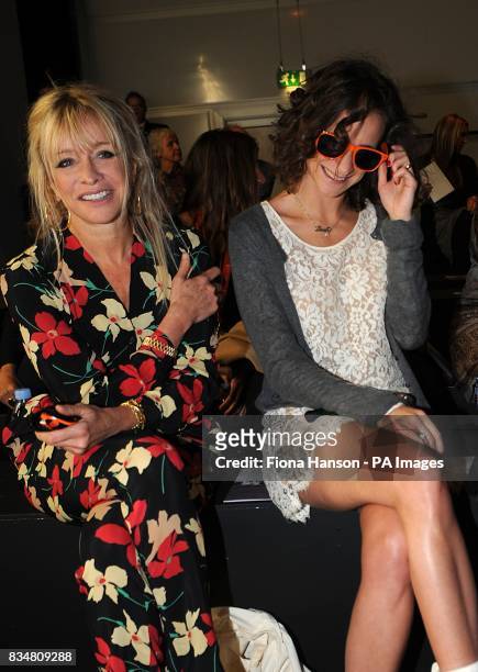 Jo Wood and Leah Wood at the show by designer Betty Jackson, during London Fashion Week at the BFC Tent, Natural History Museum, West Lawn, Cromwell...