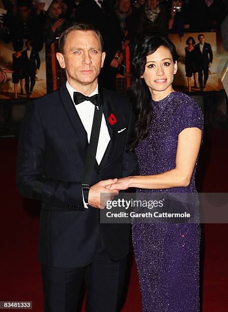 Daniel Craig and Satsuki Mitchell attend the Royal World Premiere of 'Quantum of Solace' held at the Odeon Leicester Square on October 29, 2008 in...