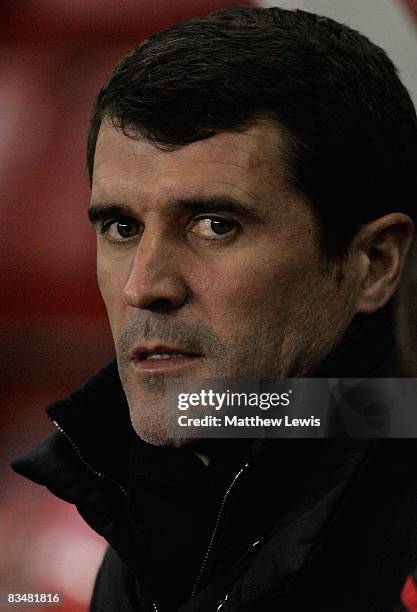 Roy Keane, manager of Sunderland looks on during the Premier League match between Stoke City and Sunderland at the Britannia Stadium on October 29,...