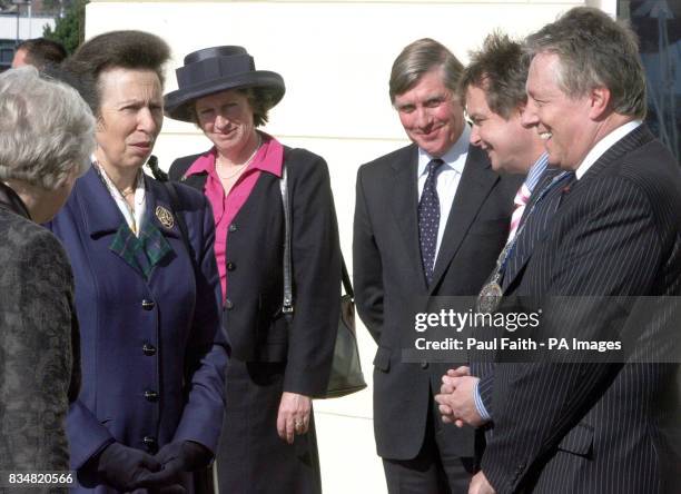 The Princess Royal meets Northern Ireland First Minister Peter Robinson at Carrickfergus Marina during her one day visit to the Province.