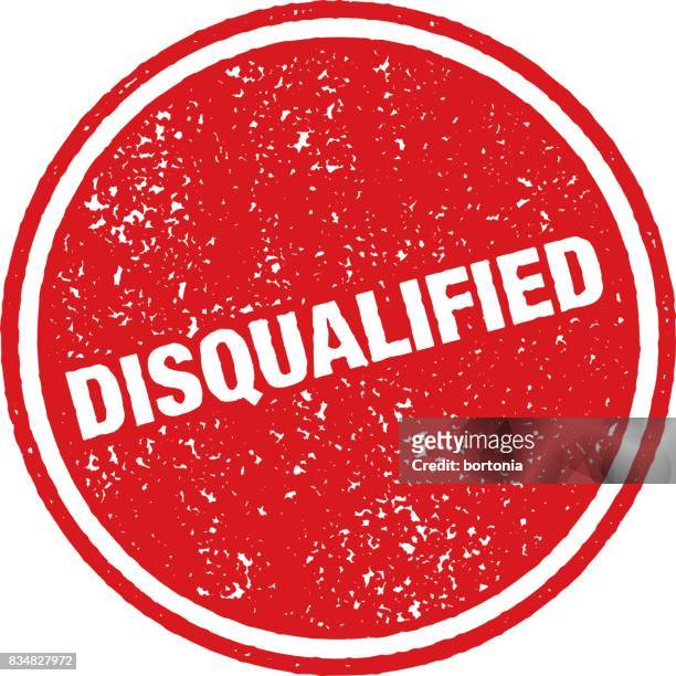 red rubber stamp icon on transparent background - disqualification stock illustrations