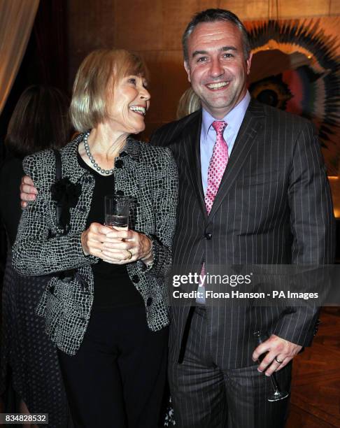 Lady Mary Parkinson with son at a party to celebrate the publication of Michael Parkinson's memoir, 'My Autobiography', in London's Holland Park.