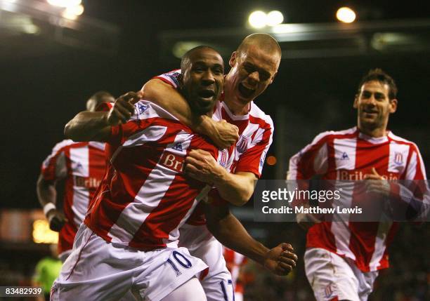 Ricardo Fuller of Stoke celebrates his goal during the Premier League match between Stoke City and Sunderland at the Britannia Stadium on October 29,...