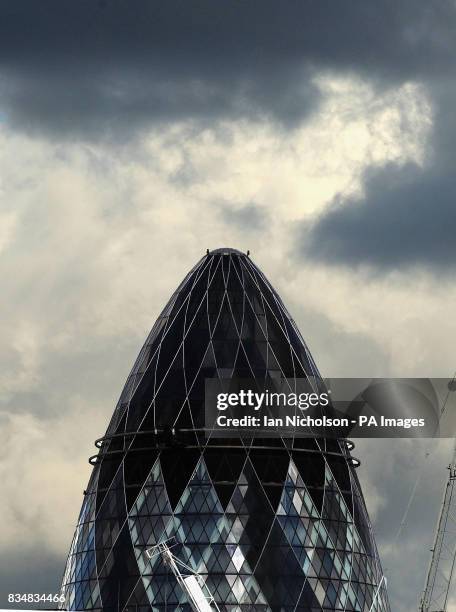 Generic stock of The Swiss Re Tower, also known as the Gherkin, in the City of London.