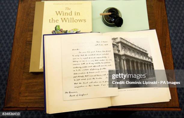 Resignation letter written by author of 'The Wind in the Willows' Kenneth Grahame, which goes on display at the Bank of England Museum from Wednesday...