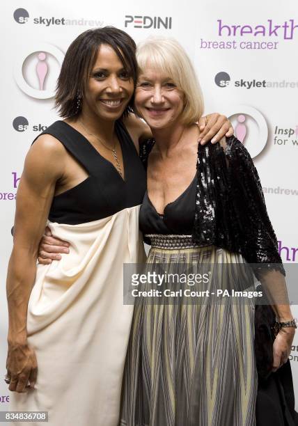 Dame Helen Mirren and Dame Kelly Holmes at the 2008 Inspiration Awards for Women ceremony, London, where they both won awards.