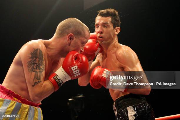 Steven Bell and Anthony Hanna in action during their Super-Featherweight fight.