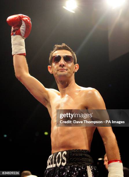 Steven Bell celebrates beating Anthony Hanna in their Super-Featherweight fight.
