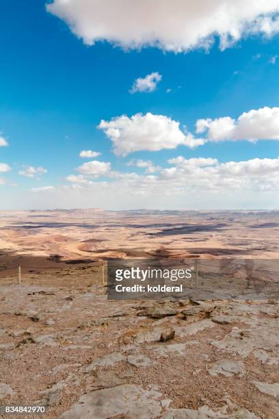 view of makhtesh ramon (ramon crater) at midday - negev stock pictures, royalty-free photos & images