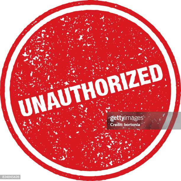red rubber stamp icon on transparent background - unauthorized stock illustrations