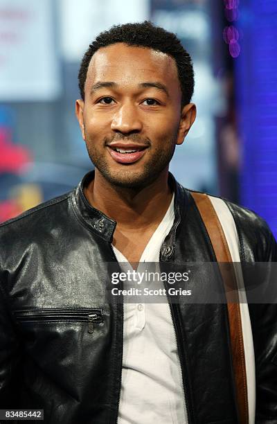 Singer John Legend appears onstage during MTV's Total Request Live at the MTV Times Square Studios October 29, 2008 in New York City.