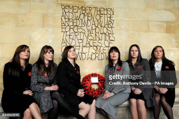 Jacqui Thompson , widow of Senior Aircraftman Gary Thompson who was killed in Afghanistan in April, with her five daughters Jordan Laurie Kelly Amee,...