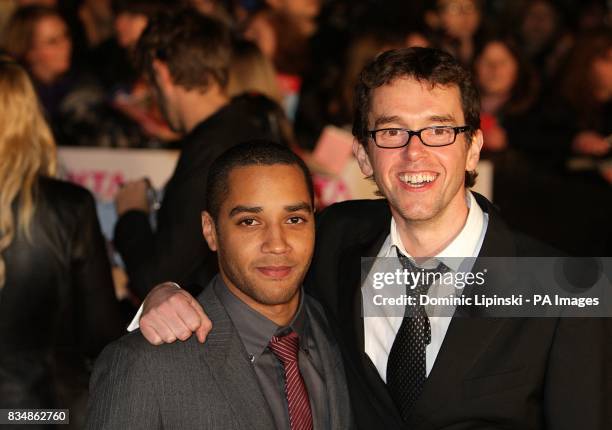 Mark Charnock and Samuel Anderson arrive for the 2008 National Television Awards at the Royal Albert Hall, Kensington Gore, SW7.