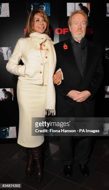 Director Ridley Scott, with partner Giannina Facio, at the UK film premiere of 'Body of Lies' at the Vue West End, in central London.