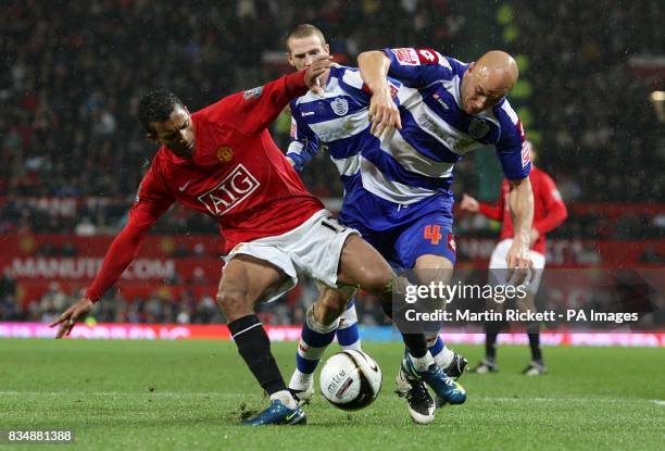 Manchester United's Luis Nani and Queen's Park Rangers' Gavin Mahon in action