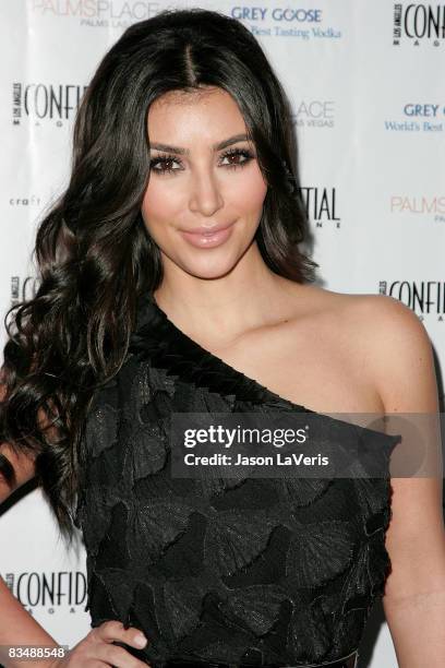 Personality Kim Kardashian attends Los Angeles Confidential Magazine's "Men's Issue" launch party at Craft on October 29, 2008 in Los Angeles,...