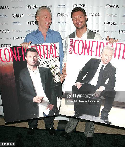 Comedian Bill Maher and TV personality Ryan Seacrest attend Los Angeles Confidential Magazine's "Men's Issue" launch party at Craft on October 29,...