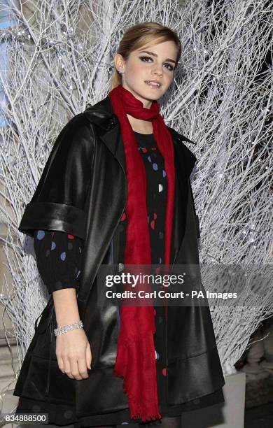 Actress Emma Watson arrives to switch on the Christmas lights, on the opening night of the ice rink at Somerset House in London.