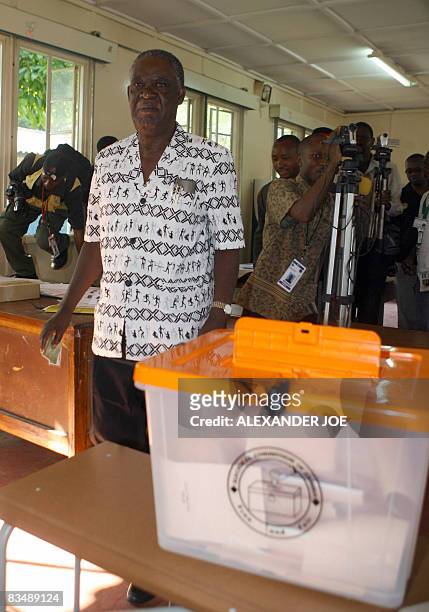 Zambia's main opposition leader of the Patriotic Front, Michael Sata prepares to cast his vote in Lusaka on October 30, 2008. Zambians were voting in...