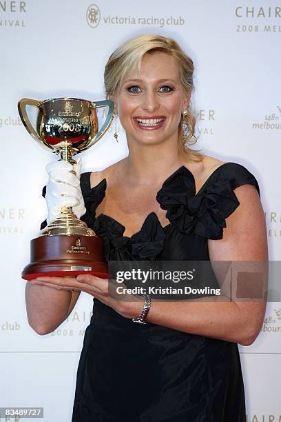 Johanna Griggs arrives for the Victorian Racing Clubs Chairman's Dinner in the Atrium at Flemington Racecourse on October 30, 2008 in Melbourne,...