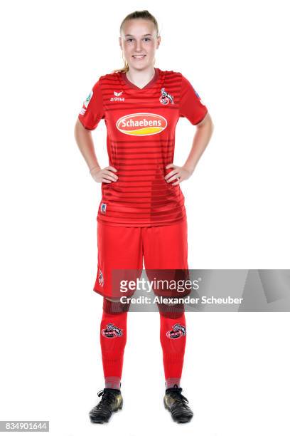 Hannah Scheffler of 1. FC Koeln poses during the Allianz Frauen Bundesliga Club Tour at on August 16, 2017 in Cologne, Germany.