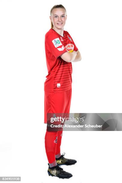 Hannah Scheffler of 1. FC Koeln poses during the Allianz Frauen Bundesliga Club Tour at on August 16, 2017 in Cologne, Germany.