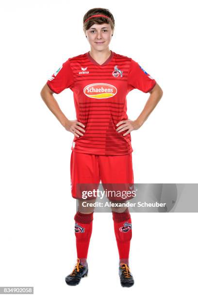 Anne Hopfengaertner of 1. FC Koeln poses during the Allianz Frauen Bundesliga Club Tour at on August 16, 2017 in Cologne, Germany.