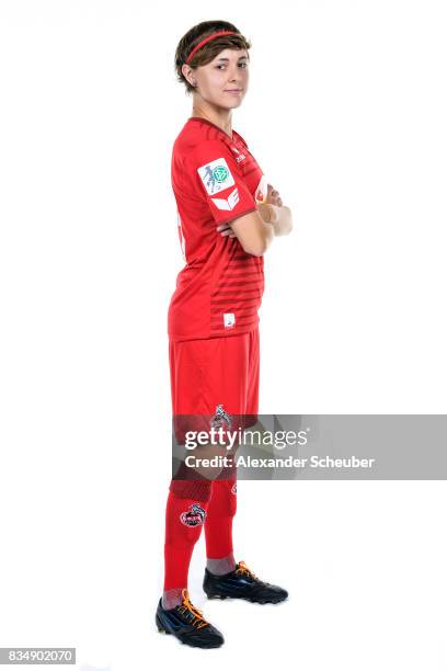 Anne Hopfengaertner of 1. FC Koeln poses during the Allianz Frauen Bundesliga Club Tour at on August 16, 2017 in Cologne, Germany.