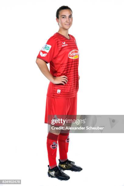 Kristina Bartsch of 1. FC Koeln poses during the Allianz Frauen Bundesliga Club Tour at on August 16, 2017 in Cologne, Germany.