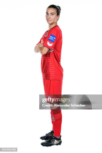 Kristina Bartsch of 1. FC Koeln poses during the Allianz Frauen Bundesliga Club Tour at on August 16, 2017 in Cologne, Germany.