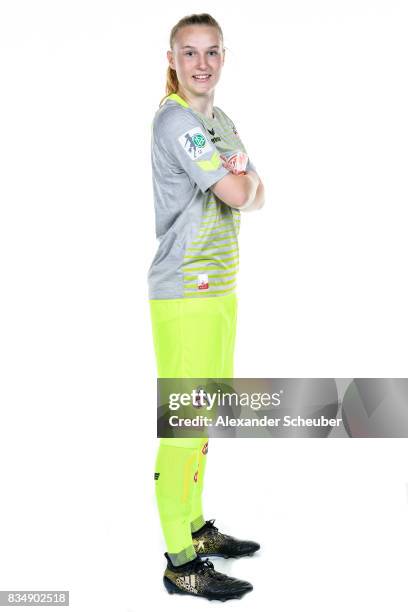 Hannah Scheffler of 1. FC Koeln poses during the Allianz Frauen Bundesliga Club Tour at on August 16, 2017 in Cologne, Germany.