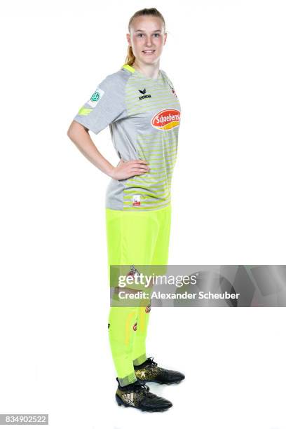 Hannah Scheffler of 1. FC Koeln poses during the Allianz Frauen Bundesliga Club Tour at on August 16, 2017 in Cologne, Germany.